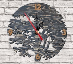 Tree Wall Clock Laser Cut CDR File