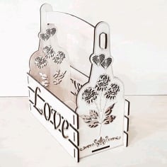 Valentine Day Decor Valentine Basket Floral Arrangement Laser Cut CDR File