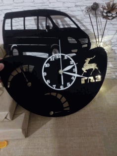 Van Vinyl Record Wall Clock Template Laser Cut CDR File