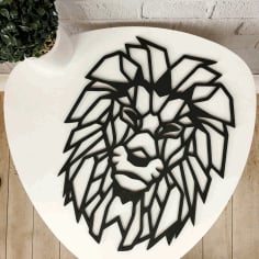 Wall Decor Wood Panel Geometric Lion Head Free CDR File