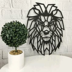 Wall Decor Wood Panel Geometric Lion Head Laser Cut CDR File