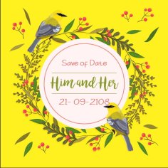 Wedding Banner Template Flower Wreath Birds Decoration Free Vector