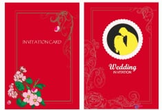 Wedding Card Template Dark Colored Elegant Botanical Decor Illustrator Vector File