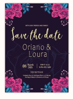 Wedding Invitation Card Floral Free Vector