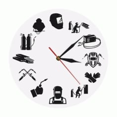 Welding Wall Clock Welder Silhouette Modern Wall Clock Laser Cut CDR File