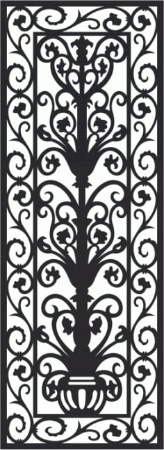 White Floral Artwork Panel Laser Cut CDR File