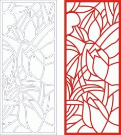 Wide Leaves Vertical Panel Laser Cut CDR File