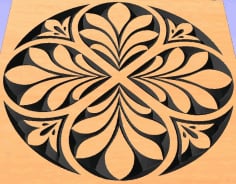 Wood Floral Mandal Door Panel Design DXF File