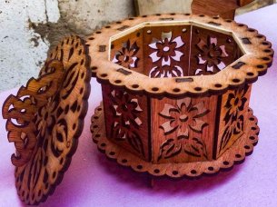 Wood Round Box with Lid Jewelry Box Template Laser Cut File