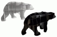 Wooden Bear Shape Storage Rack DXF Vectors File