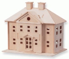 Wooden Building Laser Cut 3D Model CDR File