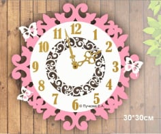 Wooden Butterfly Decorative Wall Clock Laser Cut CDR File