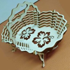 Wooden Candy Basket with Handle Free Laser Cut CDR and DXF File