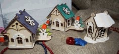 Wooden Christmas Village Laser Cut CDR File