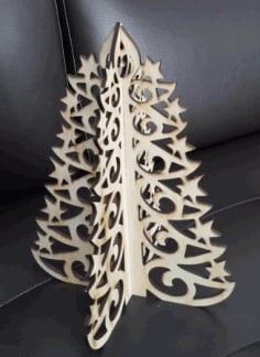 Wooden Cut Christmas Tree CDR Vectors File