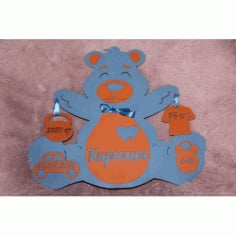 Wooden Engraved Blue Bear CDR Vectors File