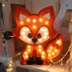 Wooden Fox Lamp Laser Cut Free CDR Vectors File