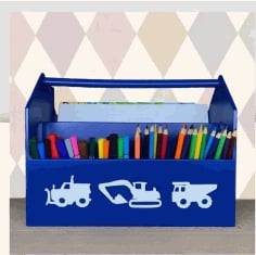 Wooden Kids Pencil Box Laser Cut Desk Organizer CDR File