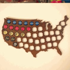 Wooden Washington Beer Map Shape Wine Cap Holder DXF File