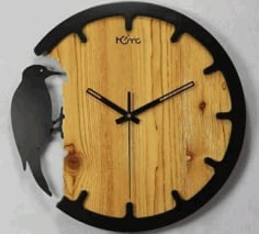 Woodpecker Wall Clock Laser Cut CDR File