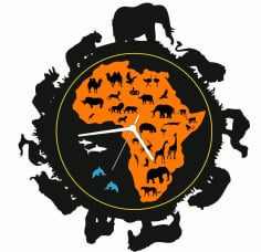 Zoo Animal Laser Cut Wall Clock Frame CDR File